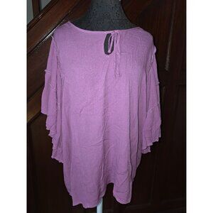 Susan Graver Womens Pink Bell Sleeve Top Size 1X